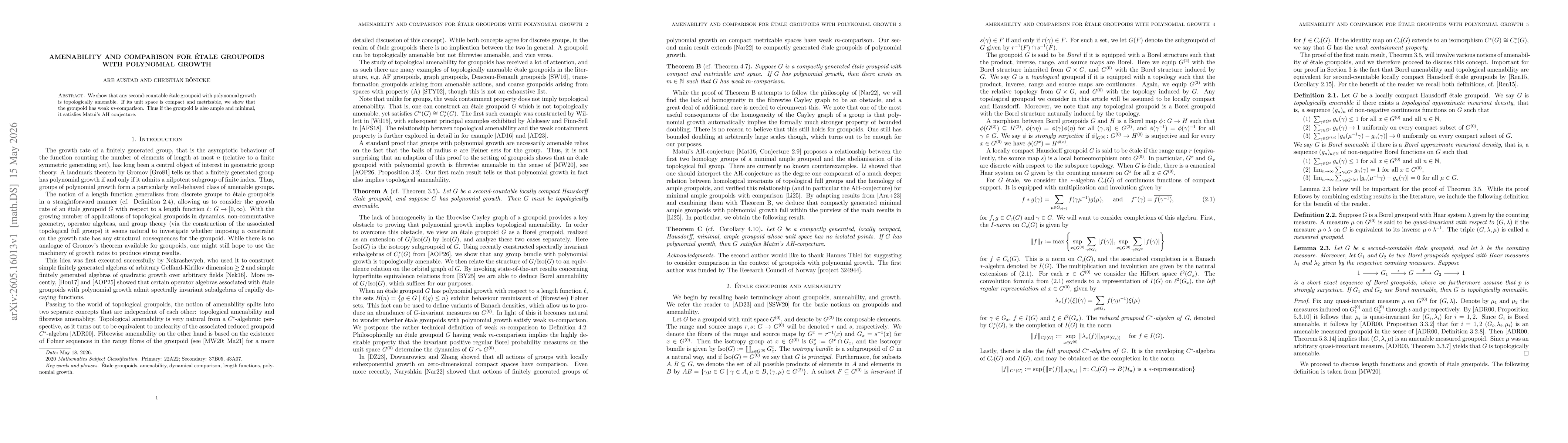 Thumbnail for Amenability and comparison for étale groupoids with polynomial growth