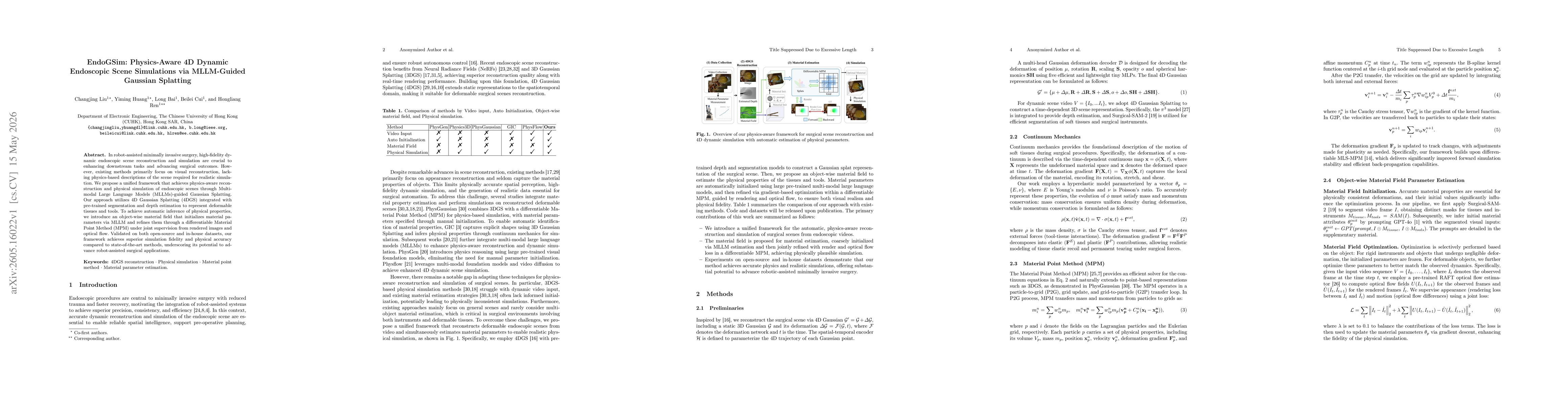 Thumbnail for EndoGSim: Physics-Aware 4D Dynamic Endoscopic Scene Simulations via MLLM-Guided Gaussian Splatting