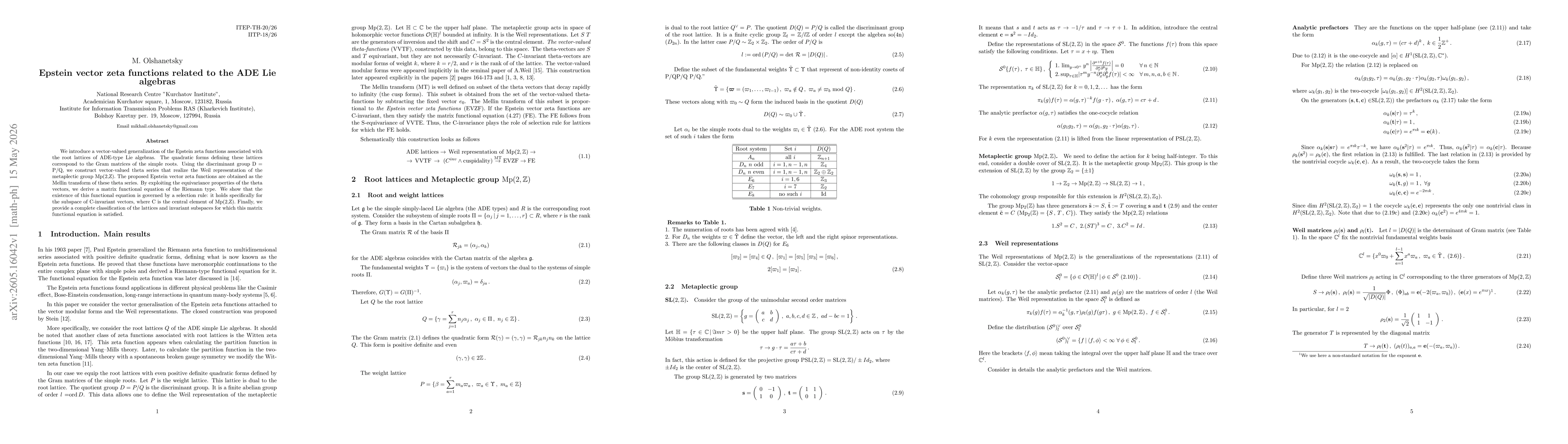 Thumbnail for Epstein vector zeta functions related to the ADE Lie algebras