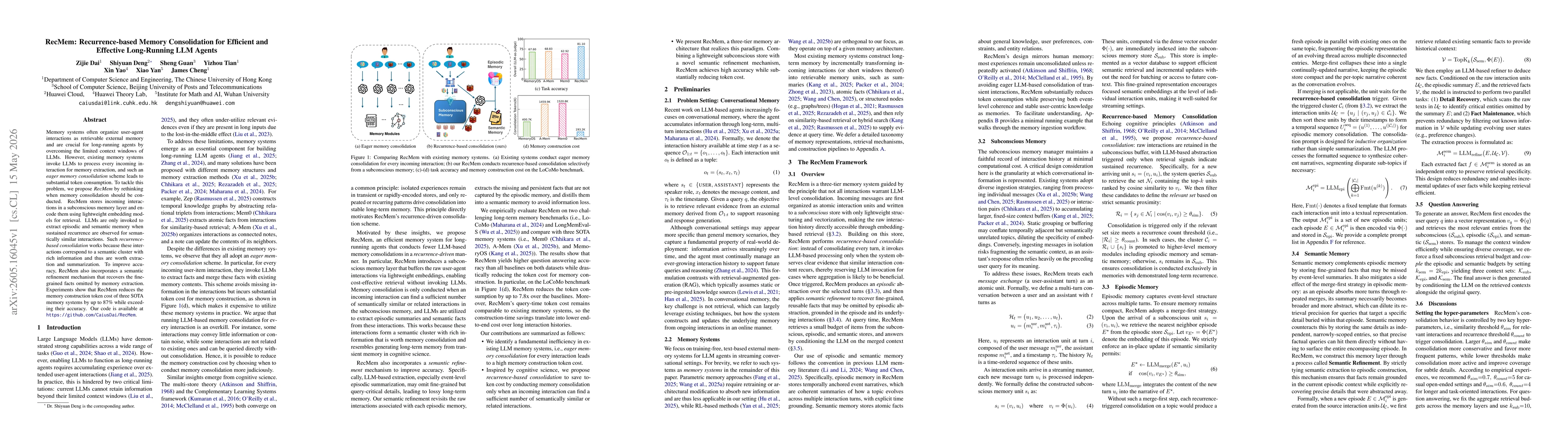 Thumbnail for RecMem: Recurrence-based Memory Consolidation for Efficient and Effective Long-Running LLM Agents