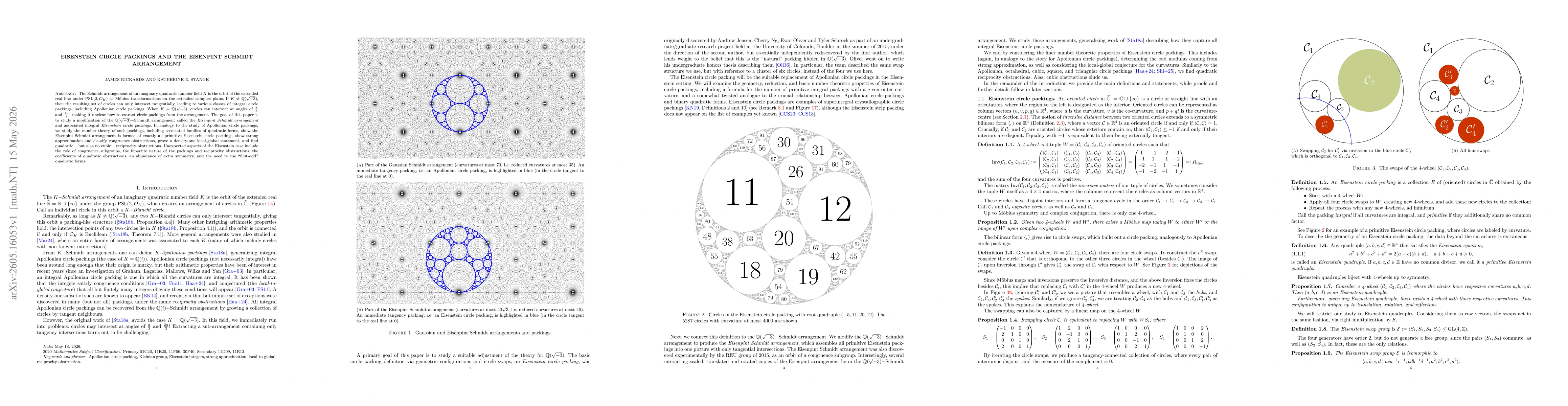 Thumbnail for Eisenstein circle packings and the Eisenpint Schmidt arrangement