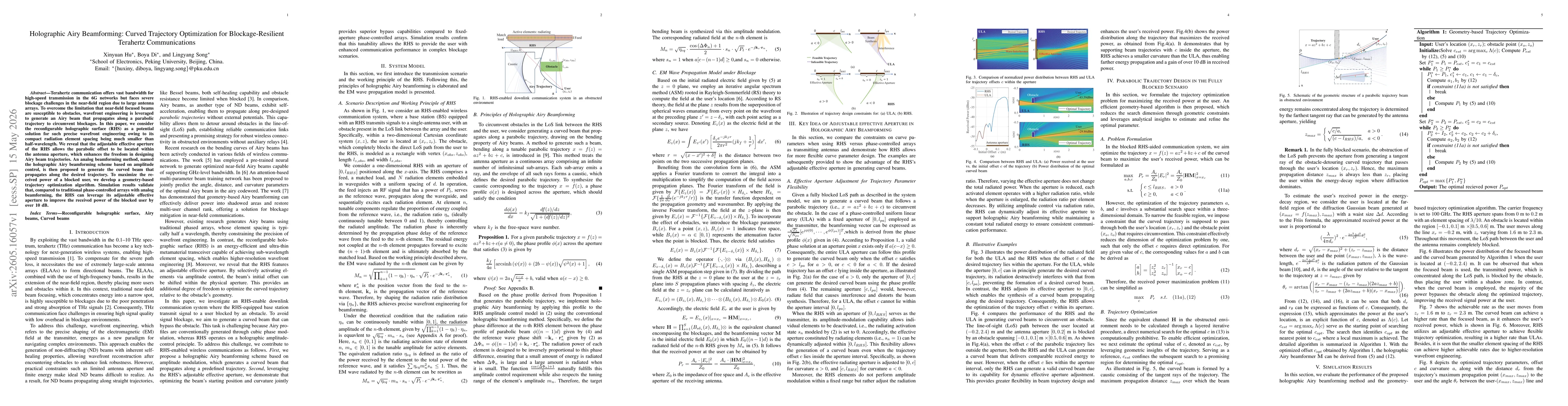 Thumbnail for Holographic Airy Beamforming: Curved Trajectory Optimization for Blockage-Resilient Terahertz Communications