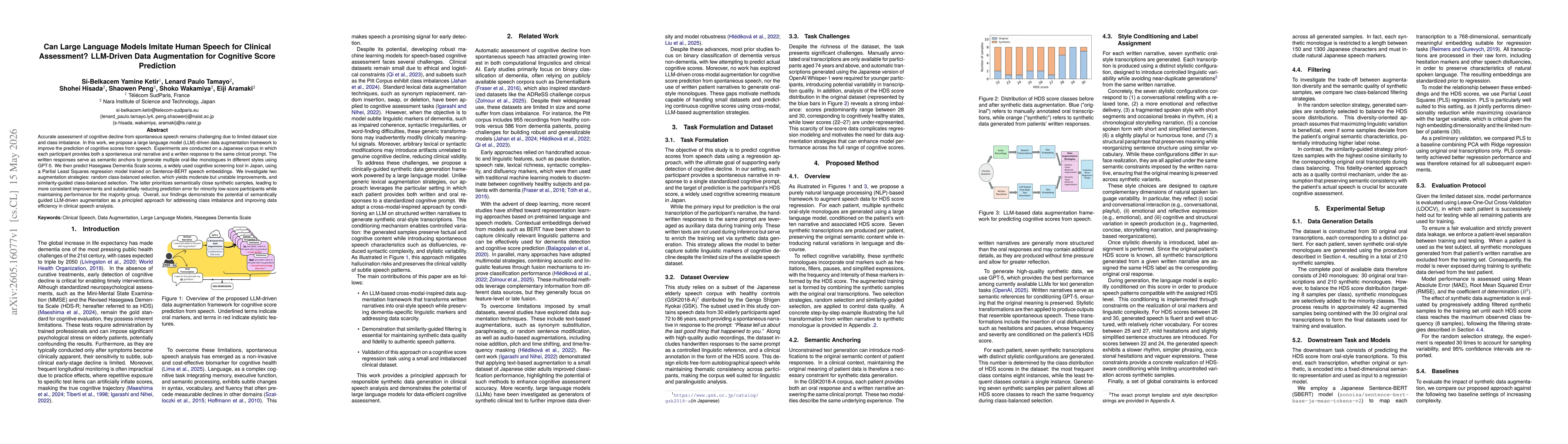 Thumbnail for Can Large Language Models Imitate Human Speech for Clinical Assessment? LLM-Driven Data Augmentation for Cognitive Score Prediction