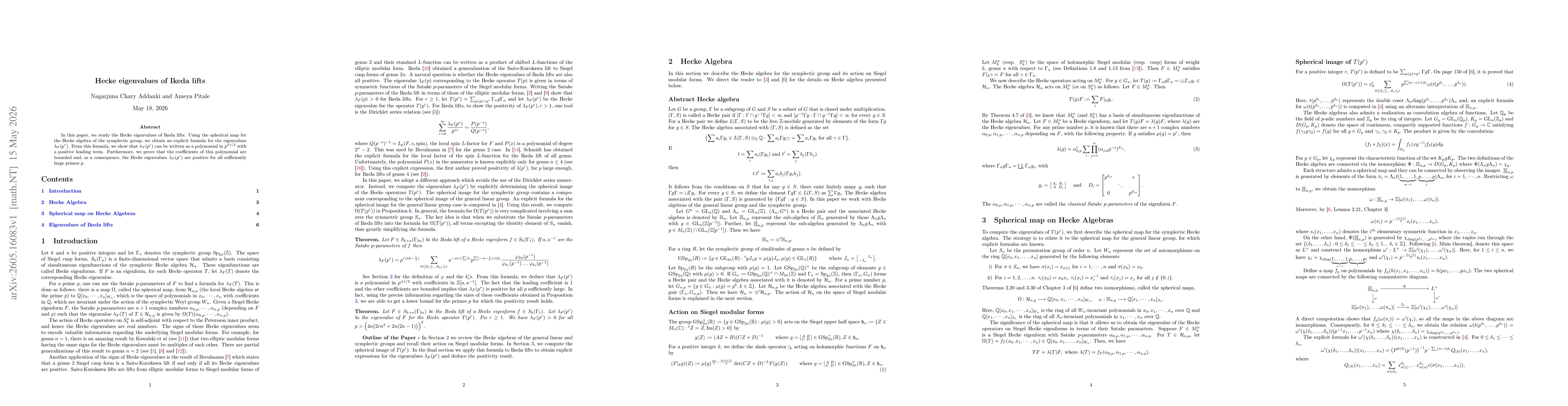 Thumbnail for Hecke Eigenvalues of Ikeda Lifts