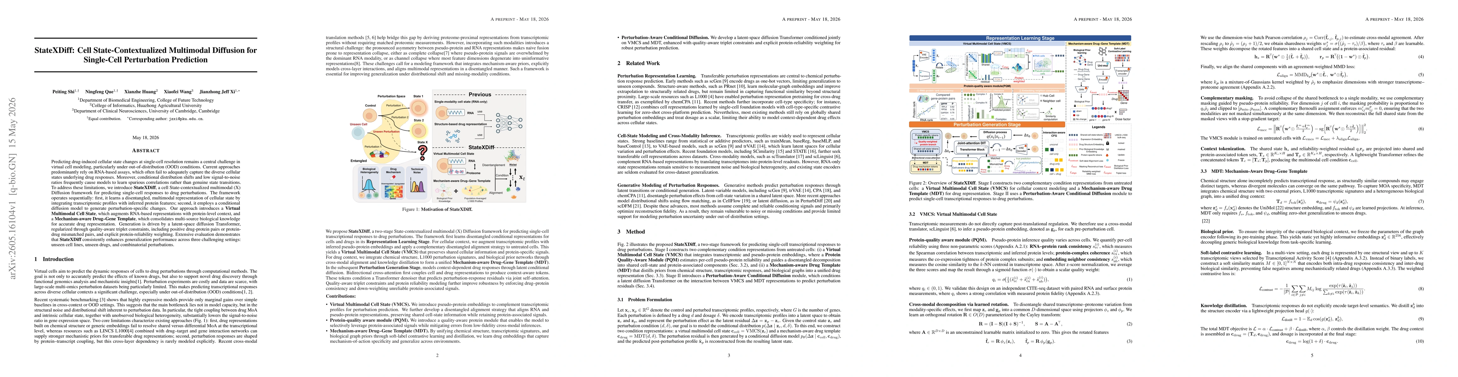 Thumbnail for StateXDiff: Cell State-Contextualized Multimodal Diffusion for Single-Cell Perturbation Prediction
