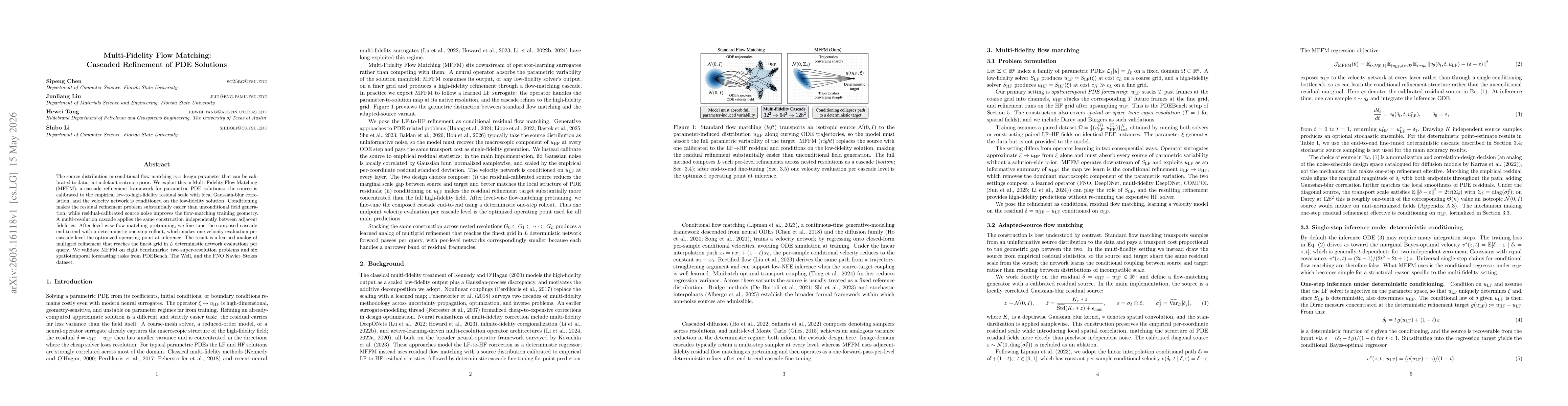 Thumbnail for Multi-Fidelity Flow Matching: Cascaded Refinement of PDE Solutions