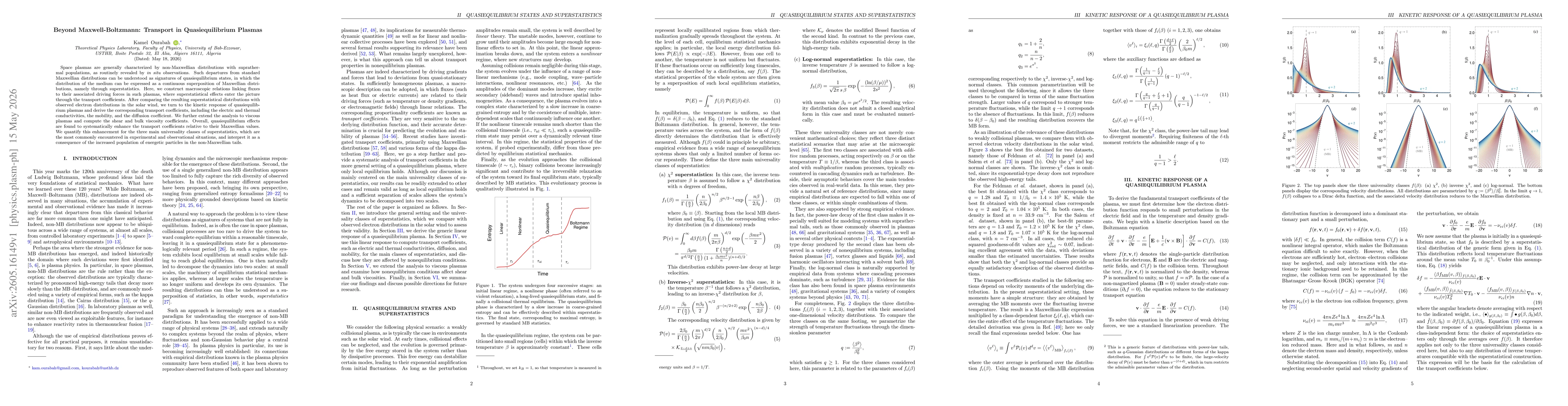 Thumbnail for Beyond Maxwell-Boltzmann: Transport in Quasiequilibrium Plasmas