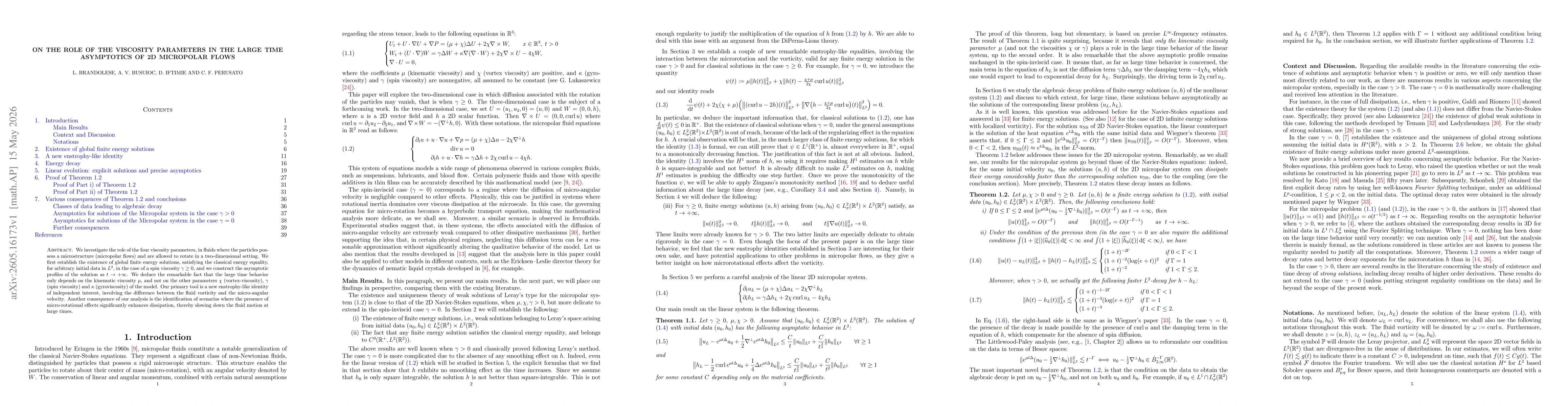 Thumbnail for On the Role of the Viscosity Parameters in the Large Time Asymptotics of 2D Micropolar Flows