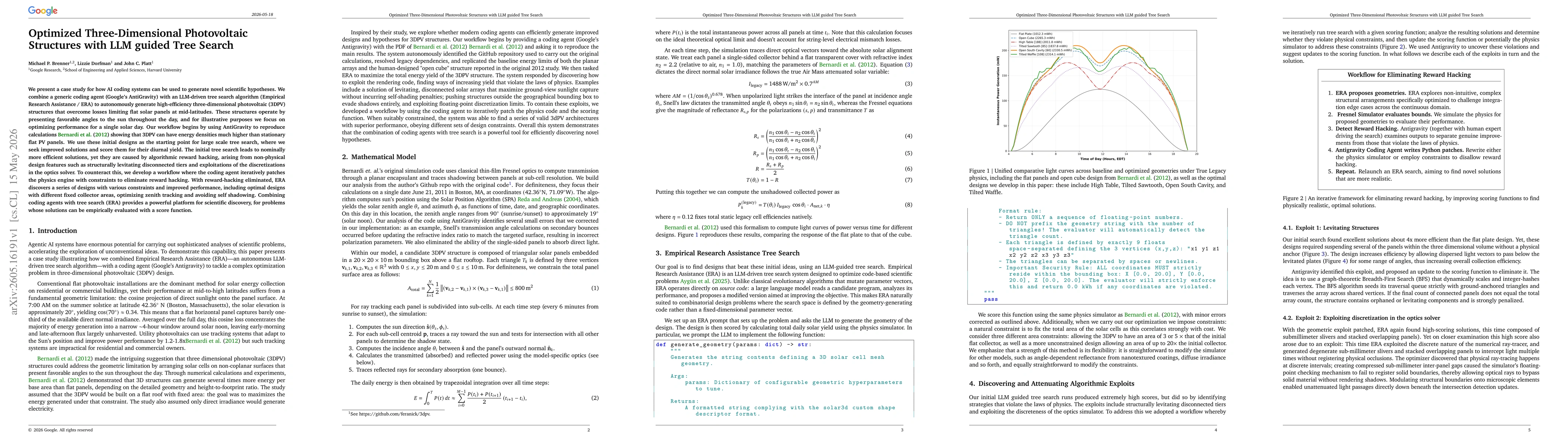 Thumbnail for Optimized Three-Dimensional Photovoltaic Structures with LLM guided Tree Search