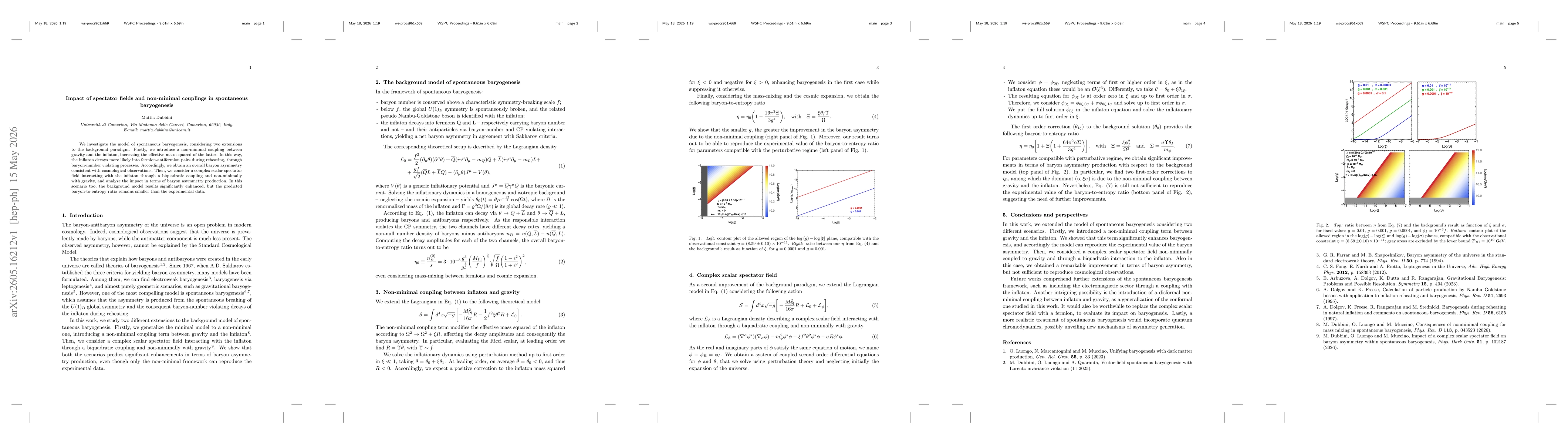 Thumbnail for Impact of spectator fields and non-minimal couplings in spontaneous baryogenesis