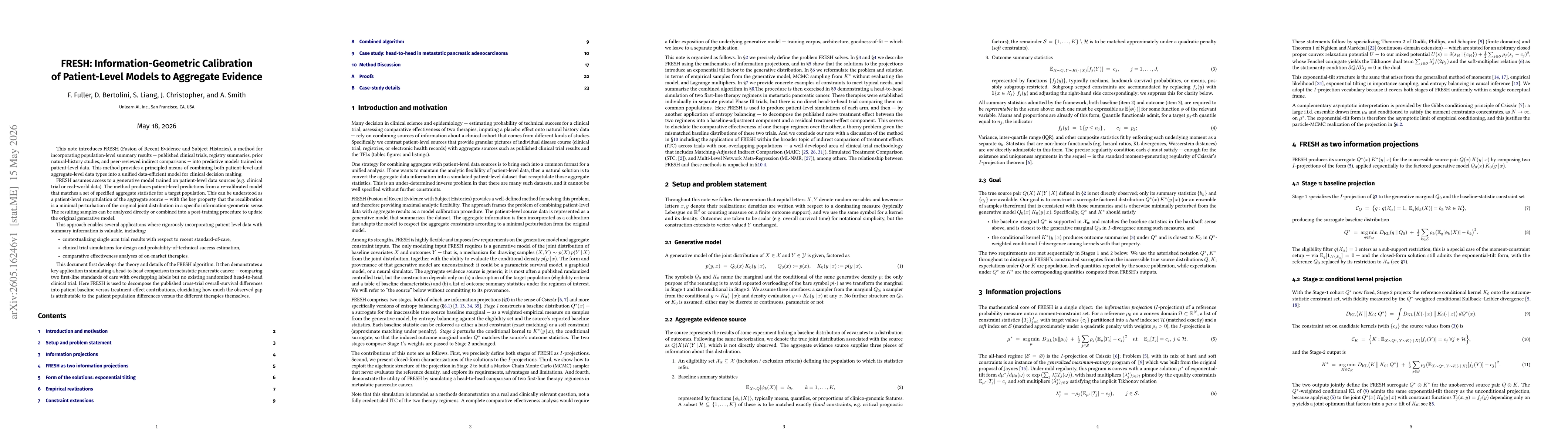 Thumbnail for FRESH: Information-Geometric Calibration of Patient-Level Models to Aggregate Evidence