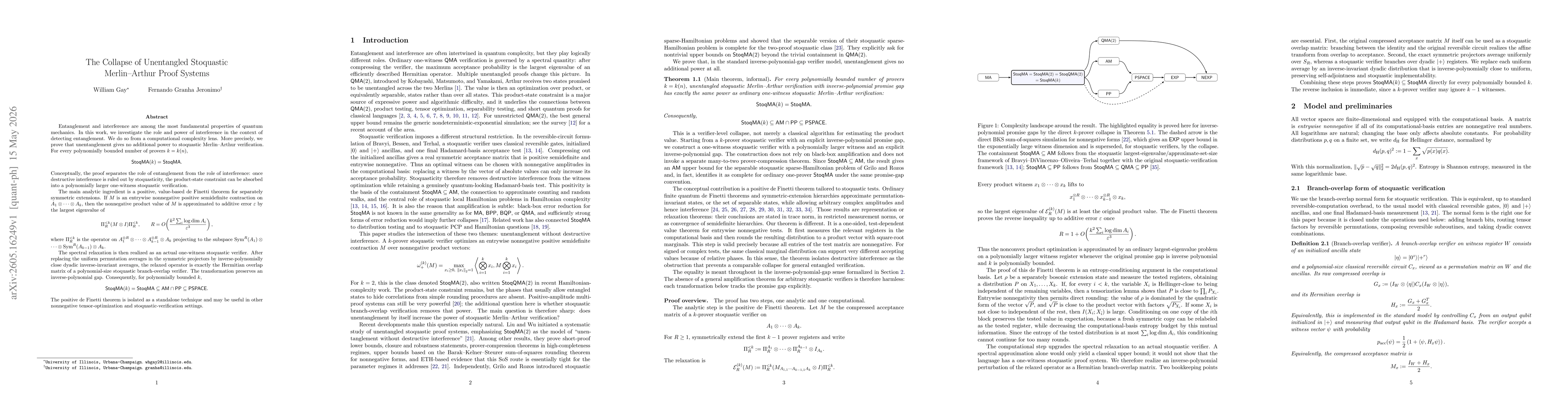 Thumbnail for The Collapse of Unentangled Stoquastic Merlin-Arthur Proof Systems