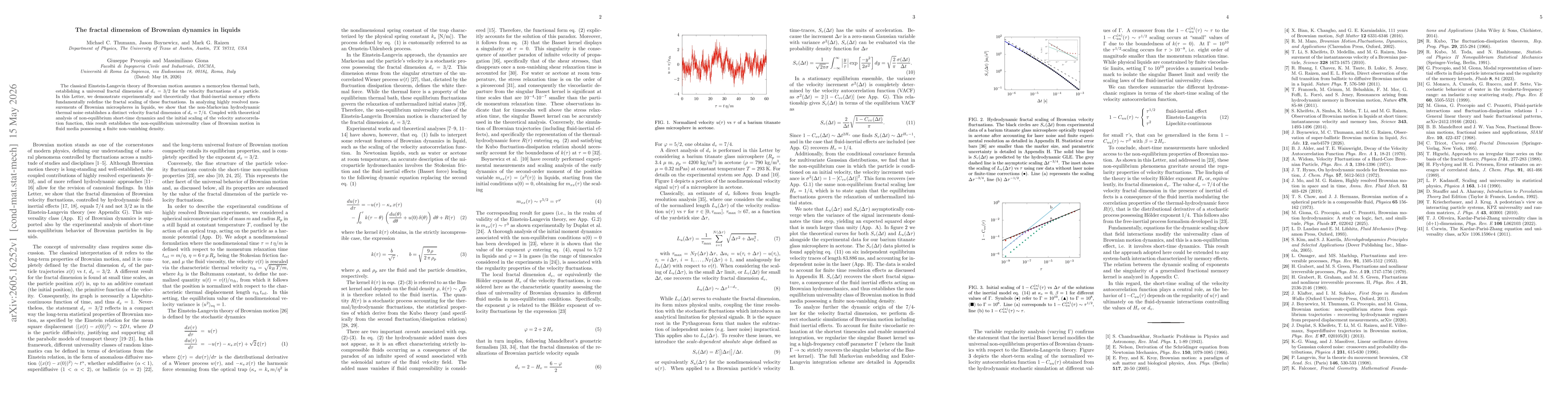 Thumbnail for The fractal dimension of Brownian dynamics in liquids