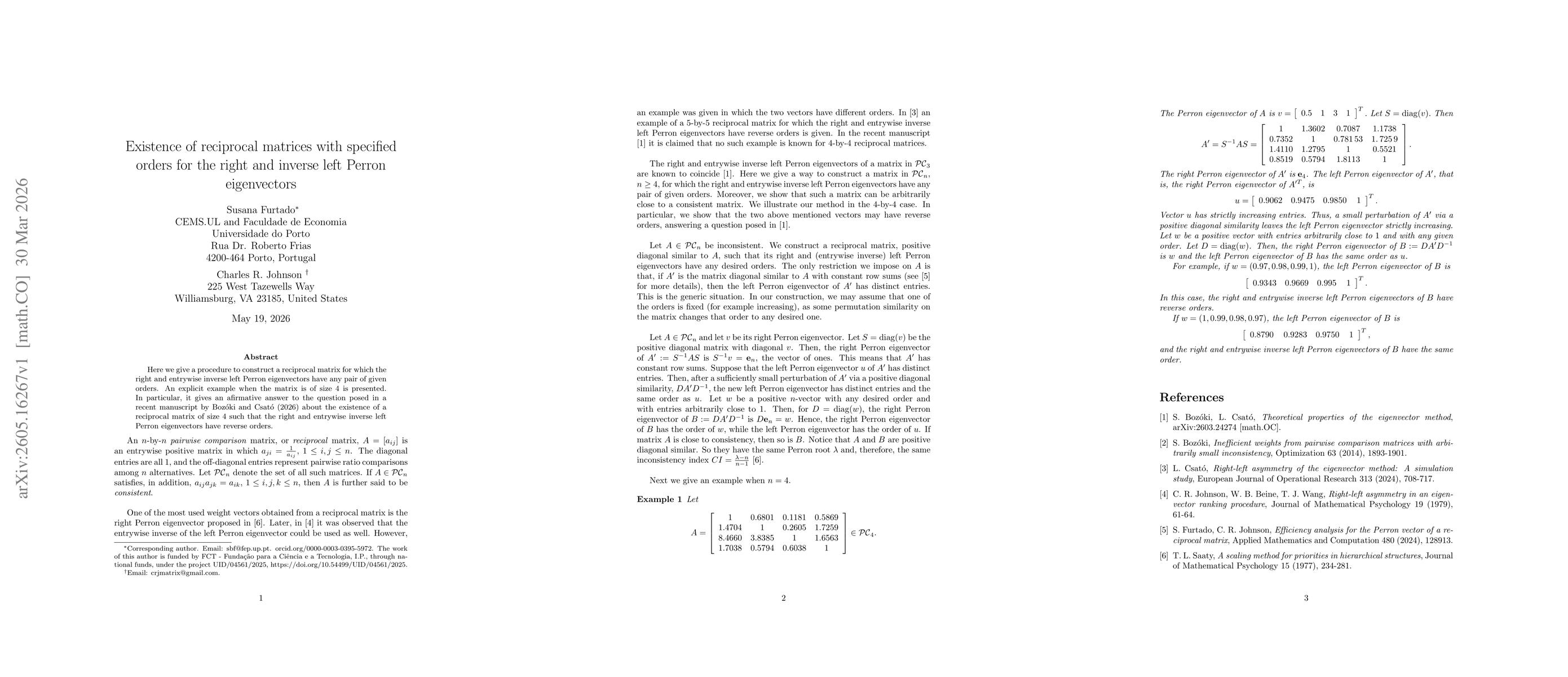 Thumbnail for Existence of reciprocal matrices with specified orders for the right and inverse left Perron eigenvectors