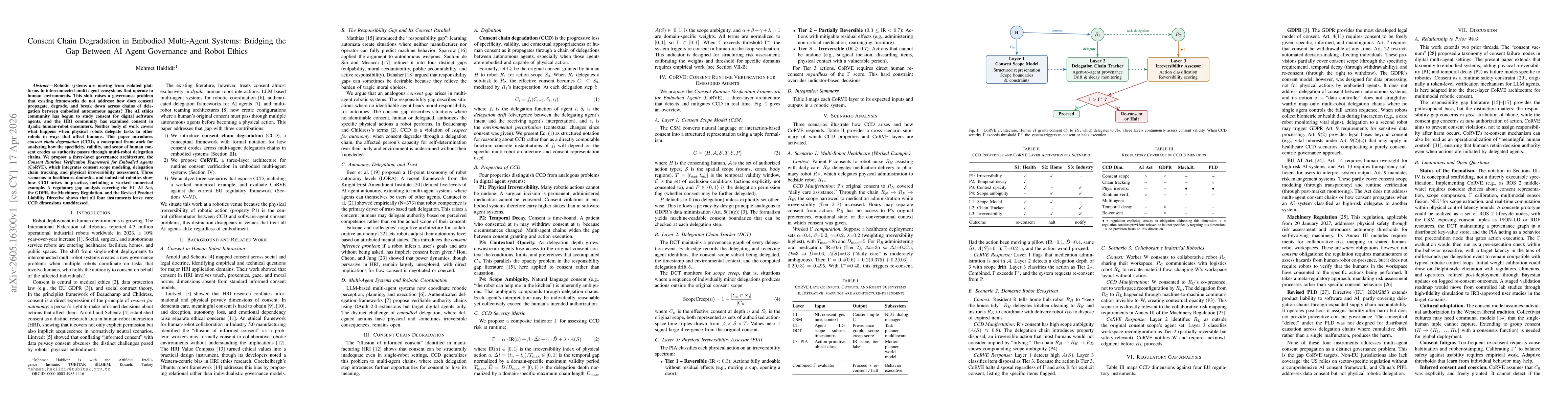 Thumbnail for Consent Chain Degradation in Embodied Multi-Agent Systems: Bridging the Gap Between AI Agent Governance and Robot Ethics