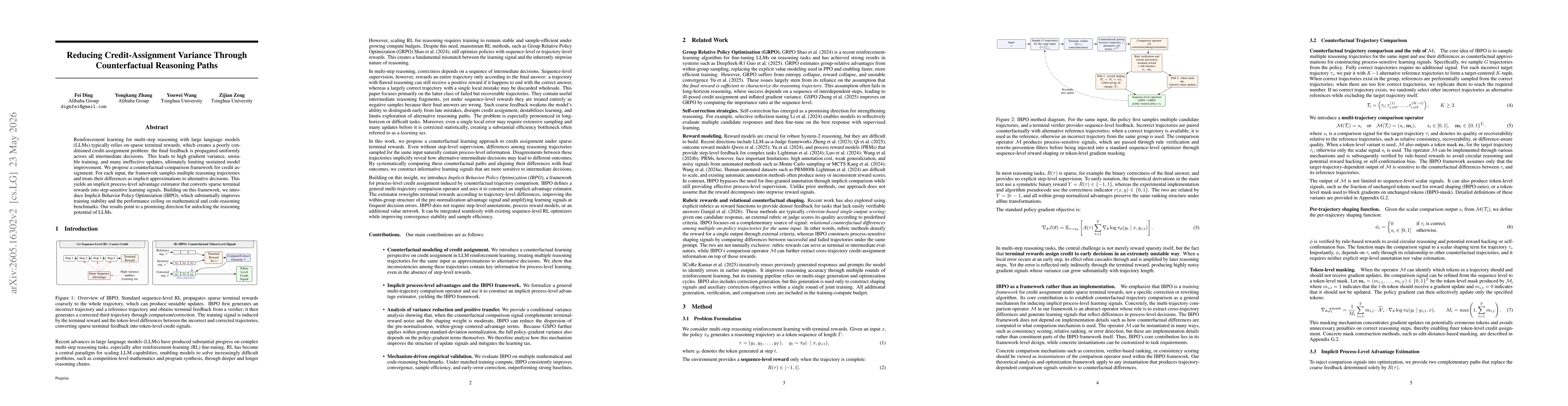 Thumbnail for Reducing Credit Assignment Variance via Counterfactual Reasoning Paths