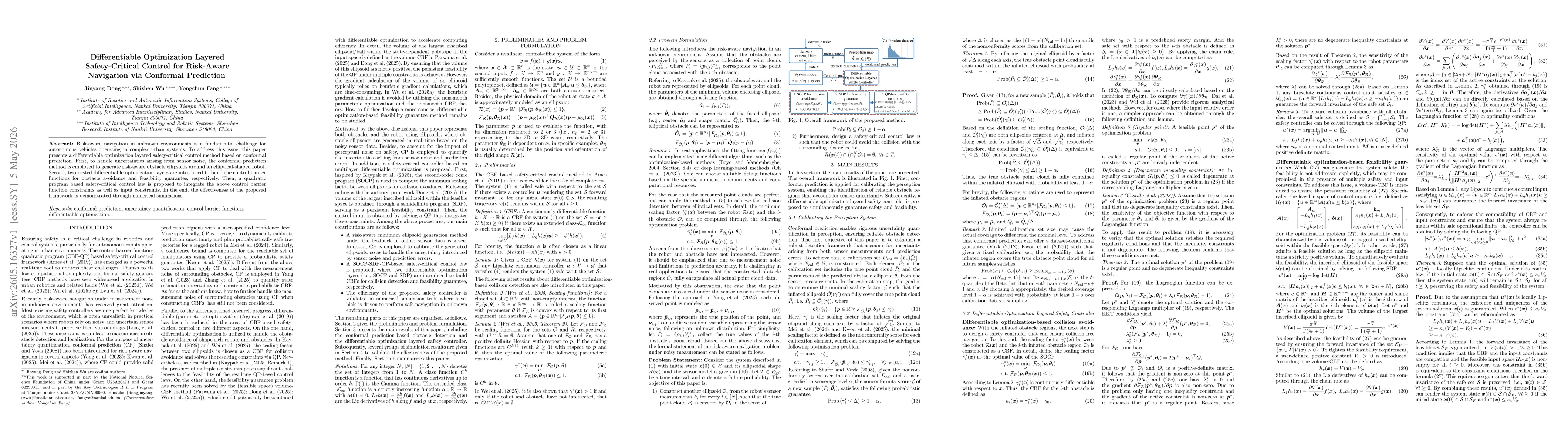 Thumbnail for Differentiable Optimization Layered Safety-Critical Control for Risk-Aware Navigation via Conformal Prediction
