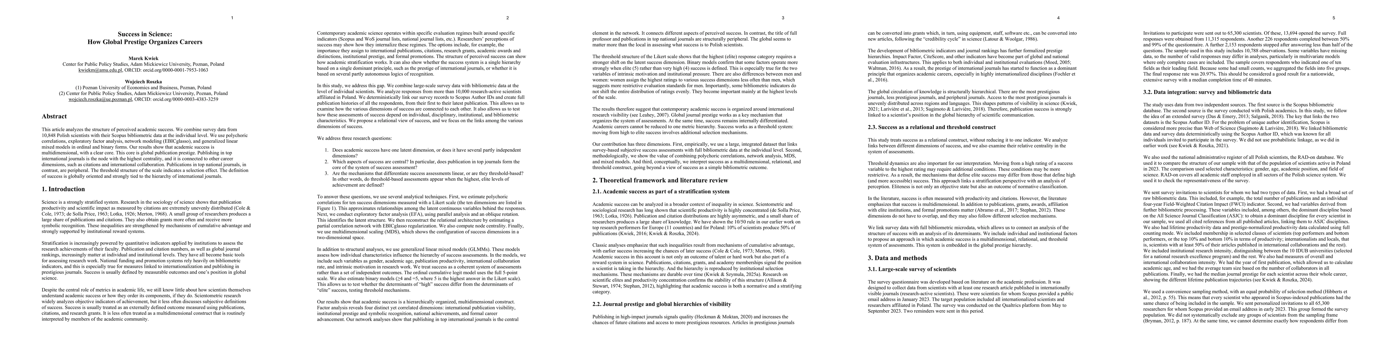 Thumbnail for Success in Science: How Global Prestige Organizes Careers