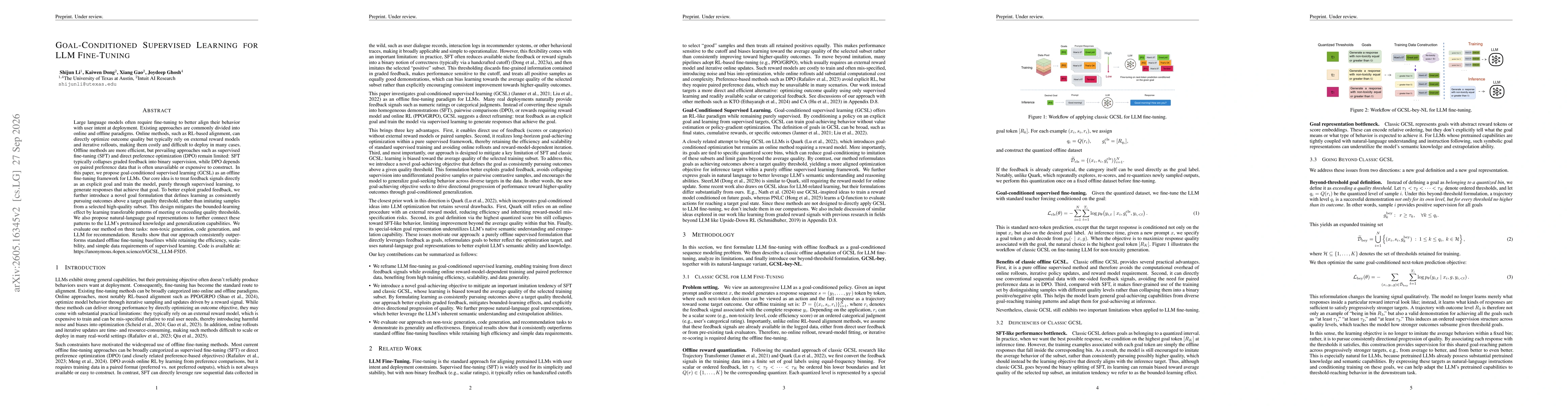 Thumbnail for Goal-Conditioned Supervised Learning for LLM Fine-Tuning