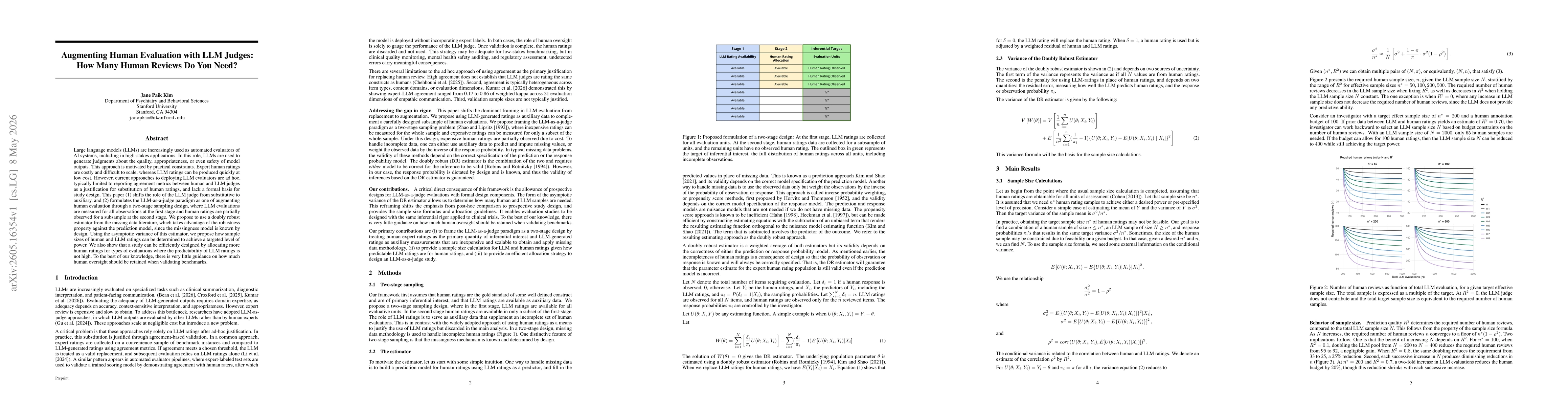 Thumbnail for Augmenting Human Evaluation with LLM Judges: How Many Human Reviews Do You Need?