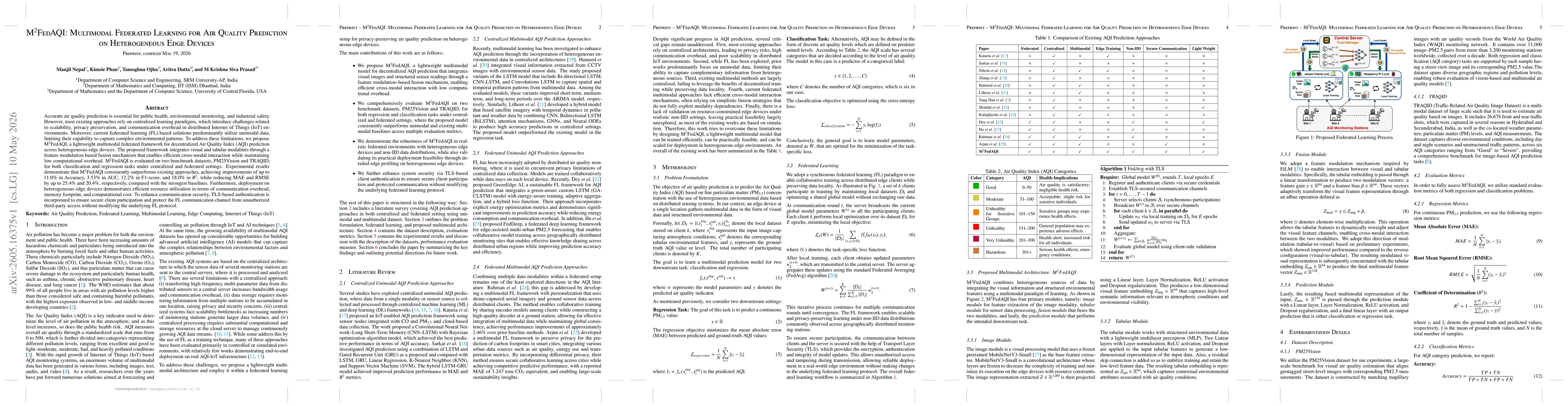 Thumbnail for M$^2$FedAQI: Multimodal Federated Learning for Air Quality Prediction on Heterogeneous Edge Devices
