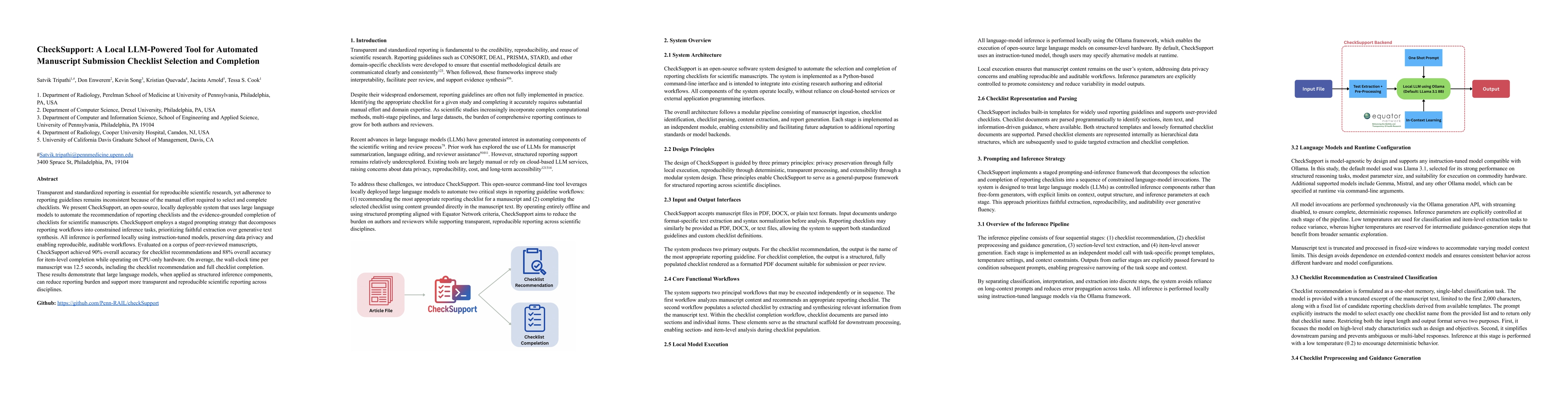 Thumbnail for CheckSupport: A Local LLM-Powered Tool for Automated Manuscript Submission Checklist Selection and Completion