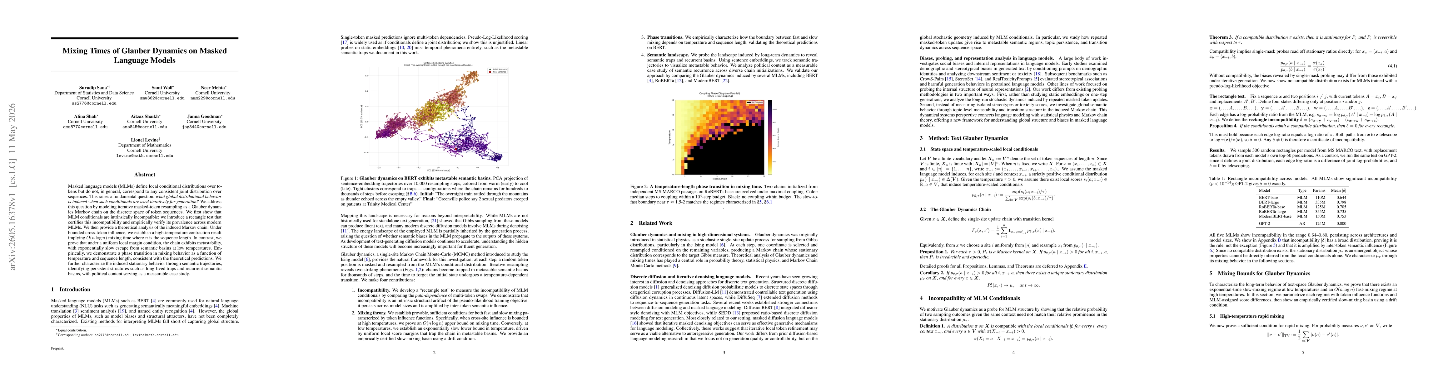 Thumbnail for Mixing Times of Glauber Dynamics on Masked Language Models