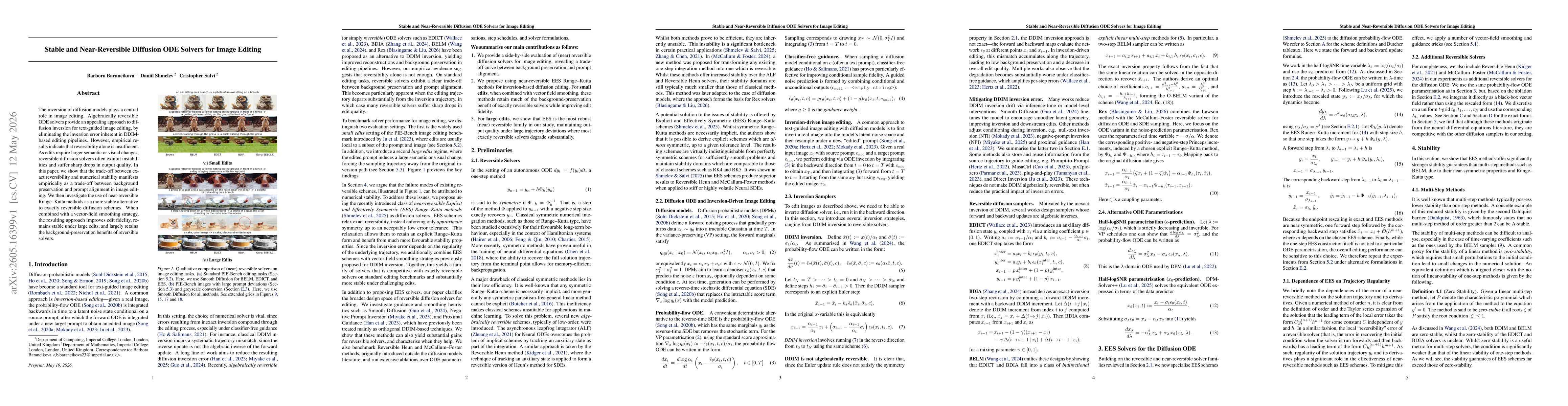 Thumbnail for Stable and Near-Reversible Diffusion ODE Solvers for Image Editing