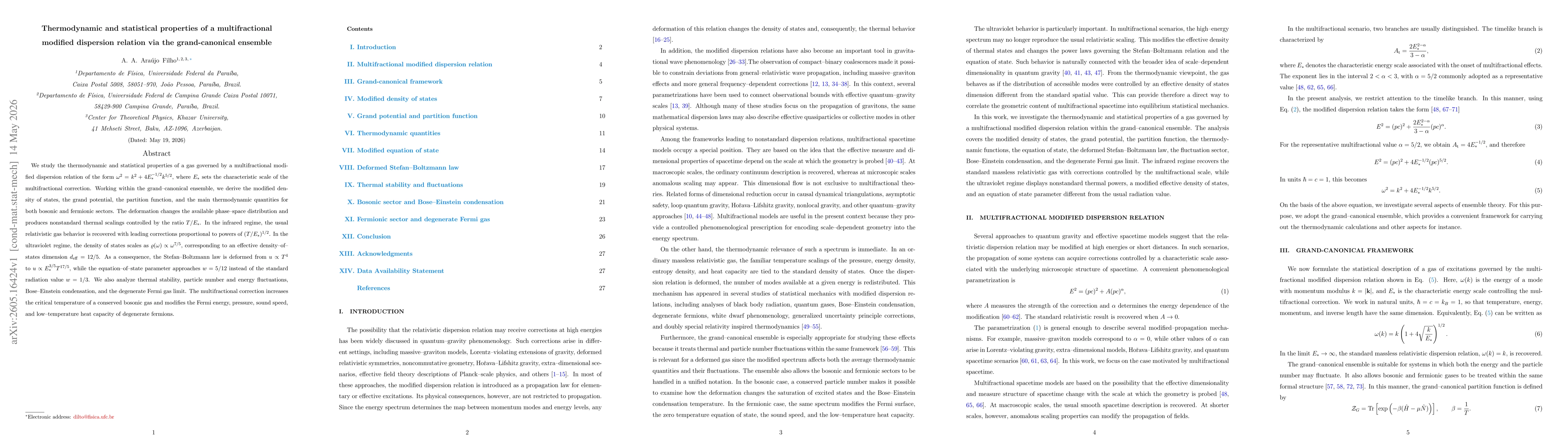 Thumbnail for Thermodynamic and statistical properties of a multifractional modified dispersion relation via the grand-canonical ensemble