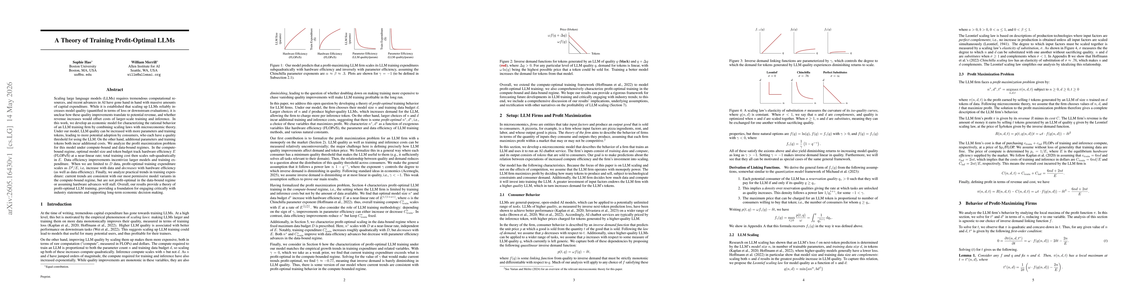 Thumbnail for A Theory of Training Profit-Optimal LLMs