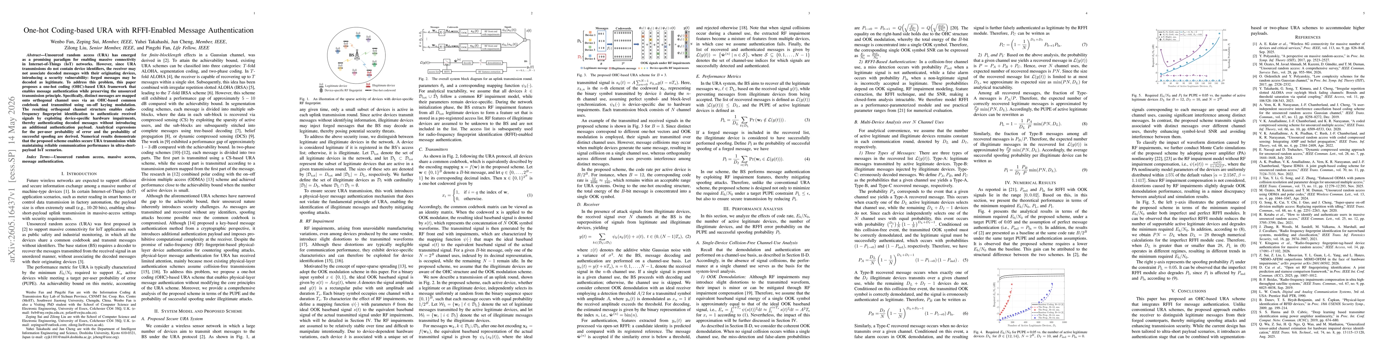 Thumbnail for One-hot Coding-based URA with RFFI-Enabled Message Authentication