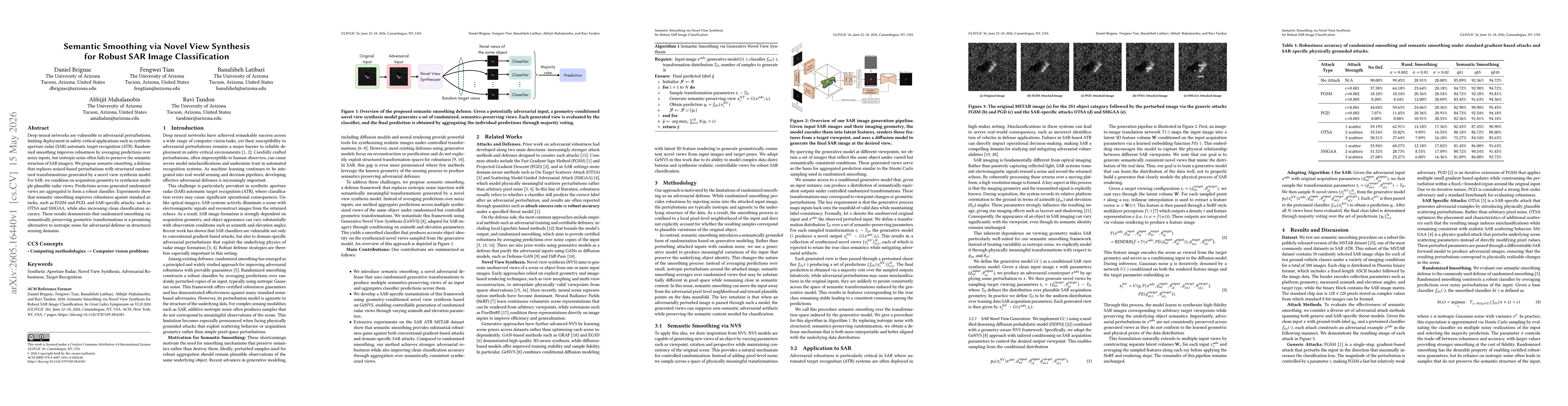 Thumbnail for Semantic Smoothing via Novel View Synthesis for Robust SAR Image Classification