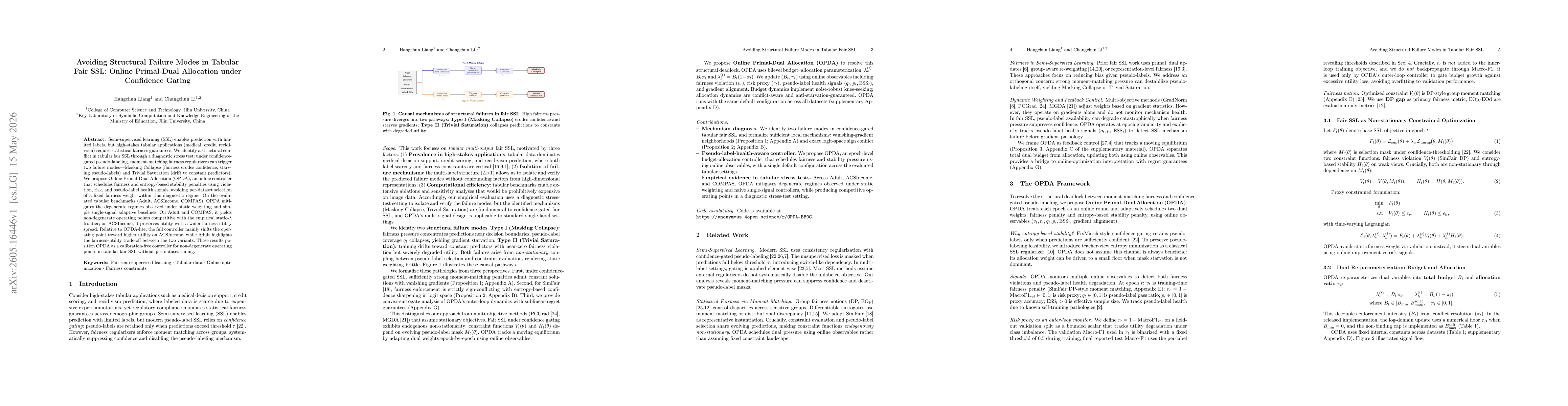 Thumbnail for Avoiding Structural Failure Modes in Tabular Fair SSL: Online Primal-Dual Allocation under Confidence Gating