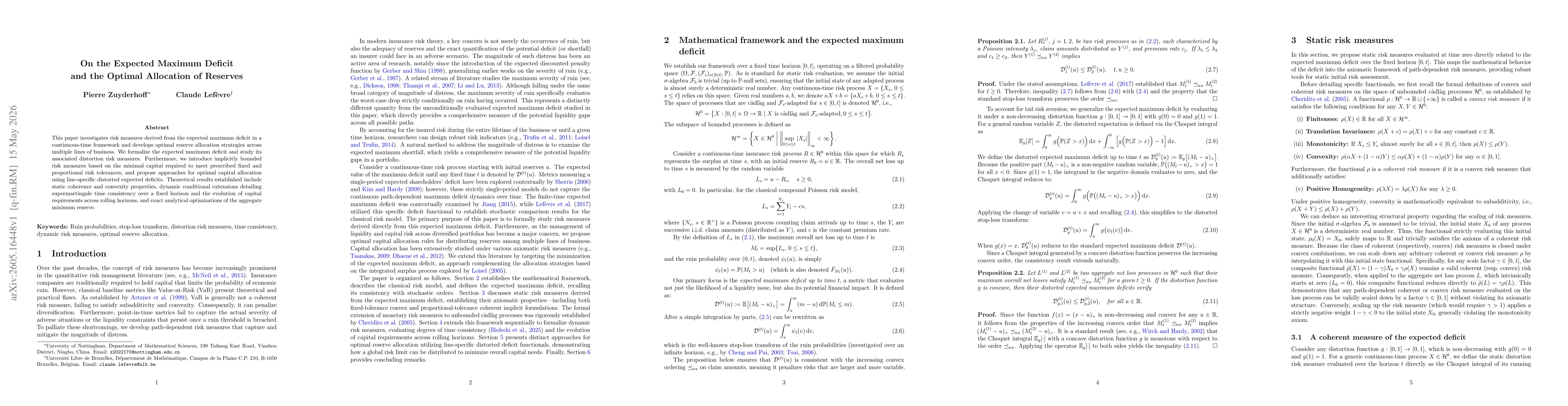 Thumbnail for On the Expected Maximum Deficit and the Optimal Allocation of Reserves