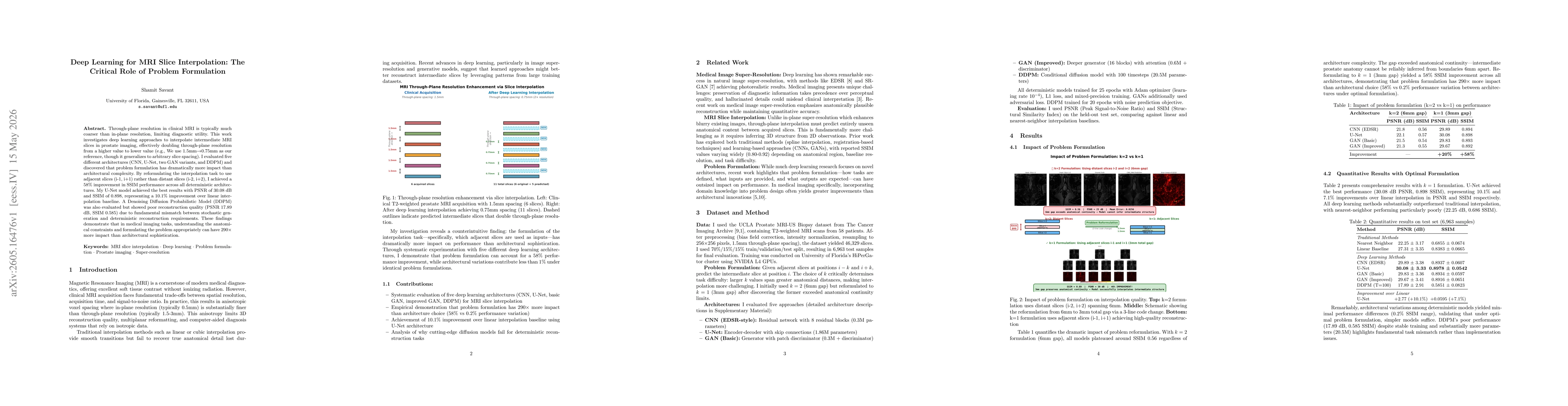 Thumbnail for Deep Learning for MRI Slice Interpolation: The Critical Role of Problem Formulation
