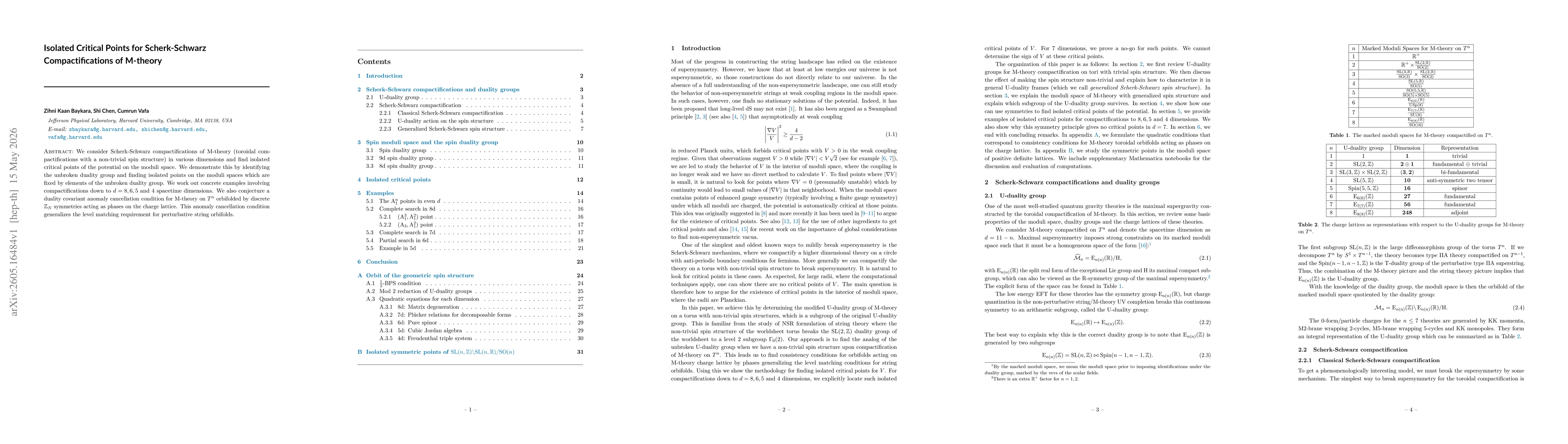 Thumbnail for Isolated Critical Points for Scherk-Schwarz Compactifications of M-theory