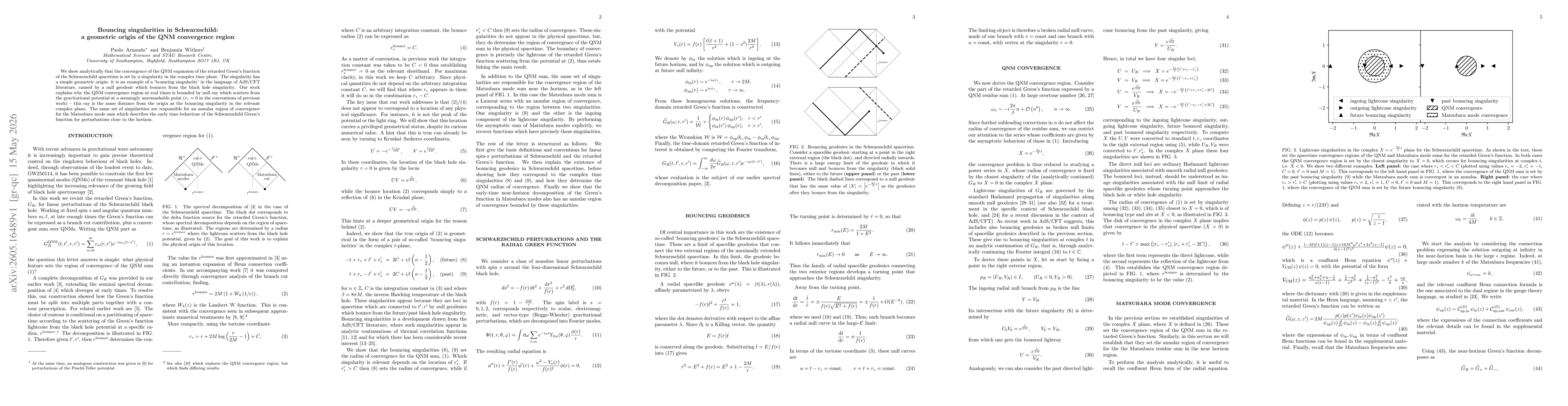Thumbnail for Bouncing singularities in Schwarzschild: a geometric origin of the QNM convergence region