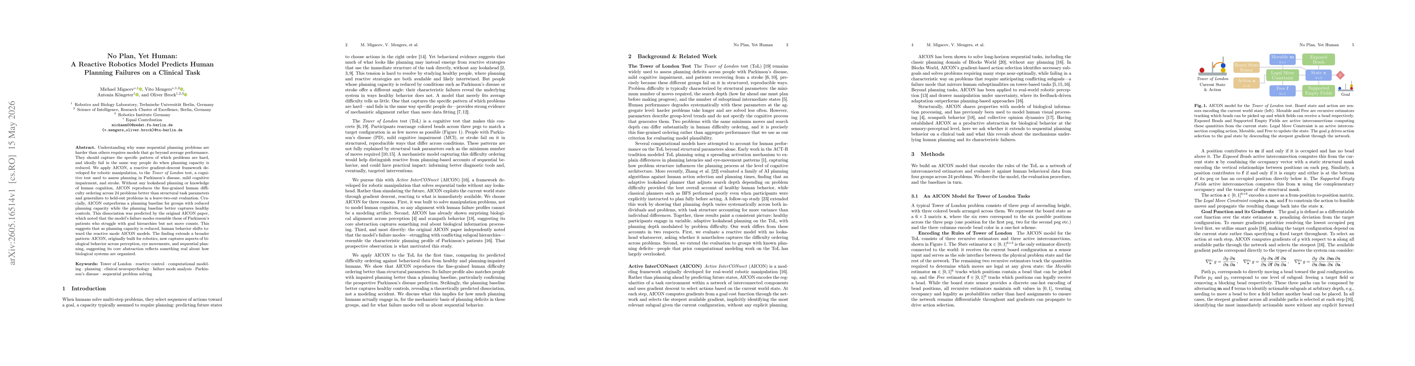 Thumbnail for No Plan, Yet Human: A Reactive Robotics Model Predicts Human Planning Failures on a Clinical Task