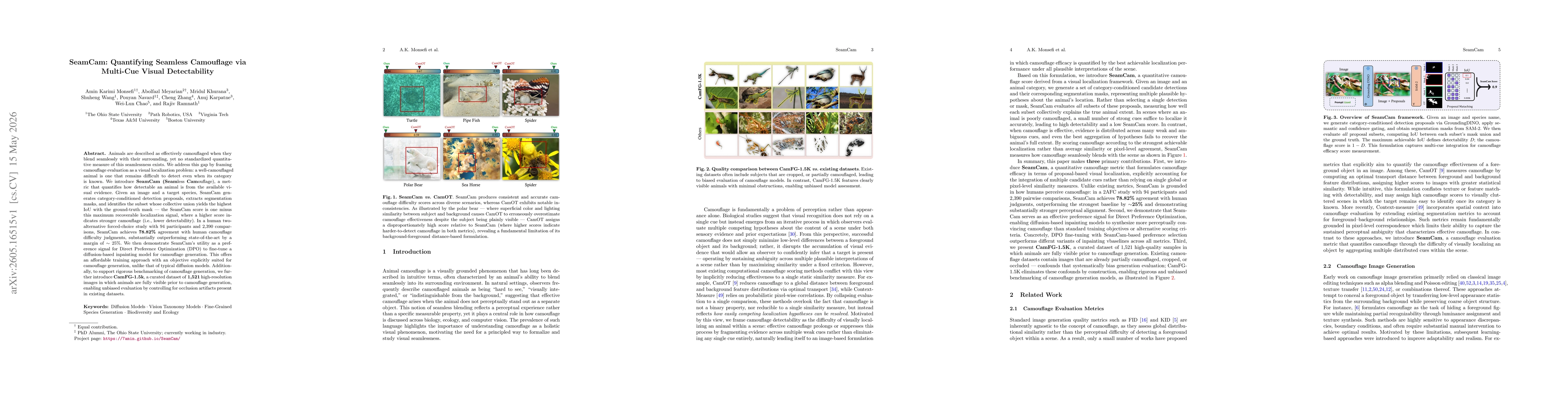 Thumbnail for SeamCam: Quantifying Seamless Camouflage via Multi-Cue Visual Detectability