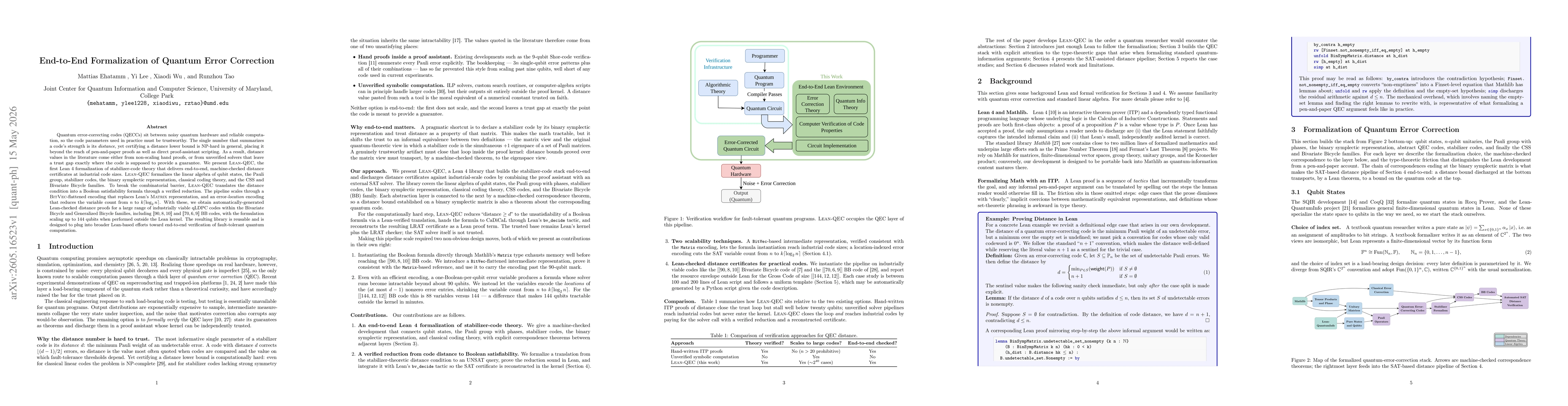 Thumbnail for End-to-End Formalization of Quantum Error Correction