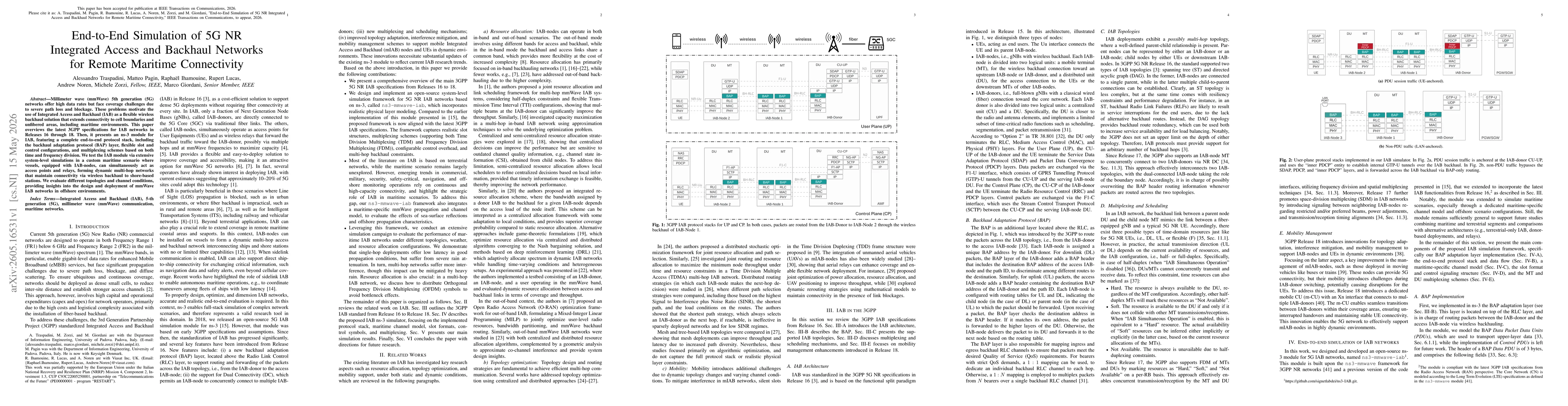 Thumbnail for End-to-End Simulation of 5G NR Integrated Access and Backhaul Networks for Remote Maritime Connectivity