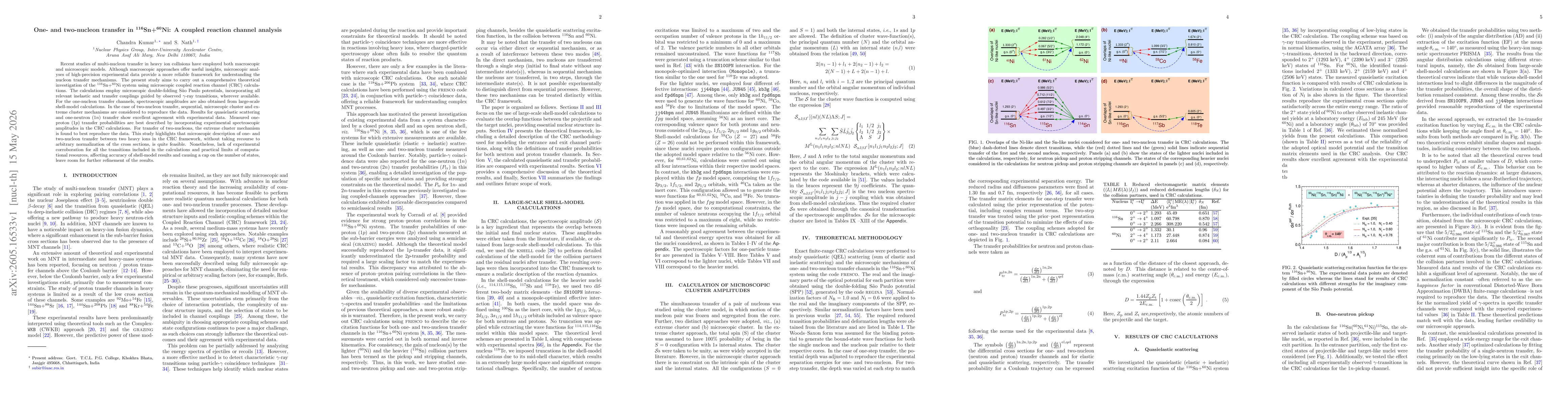 Thumbnail for One- and two-nucleon transfer in $^{\mathbf{116}}$Sn+$^{\mathbf{60}}$Ni: A coupled reaction channel analysis