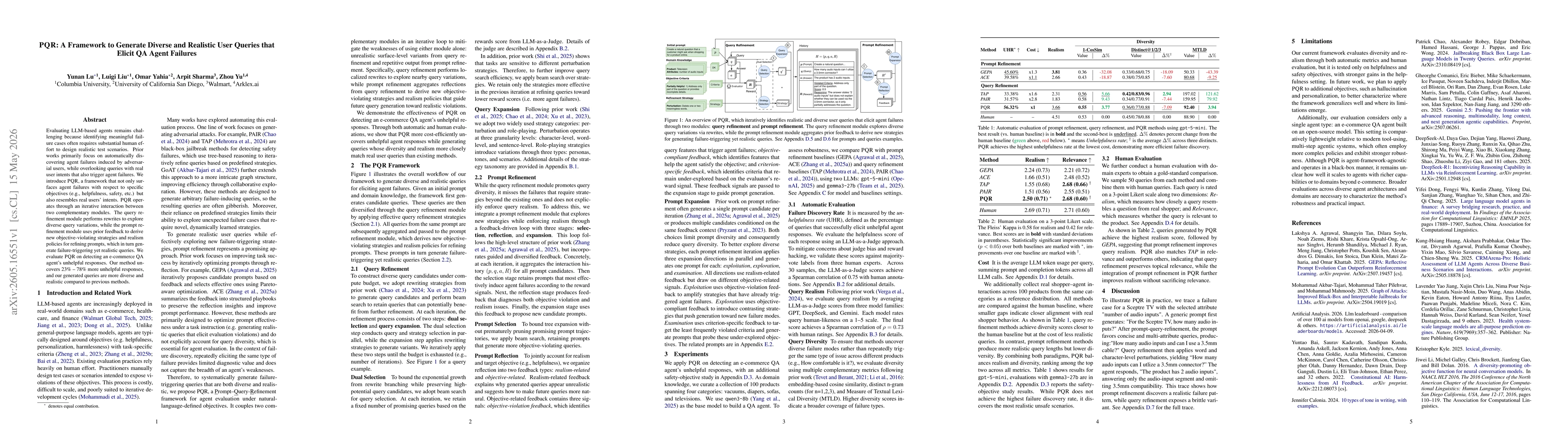 Thumbnail for PQR: A Framework to Generate Diverse and Realistic User Queries that Elicit QA Agent Failures
