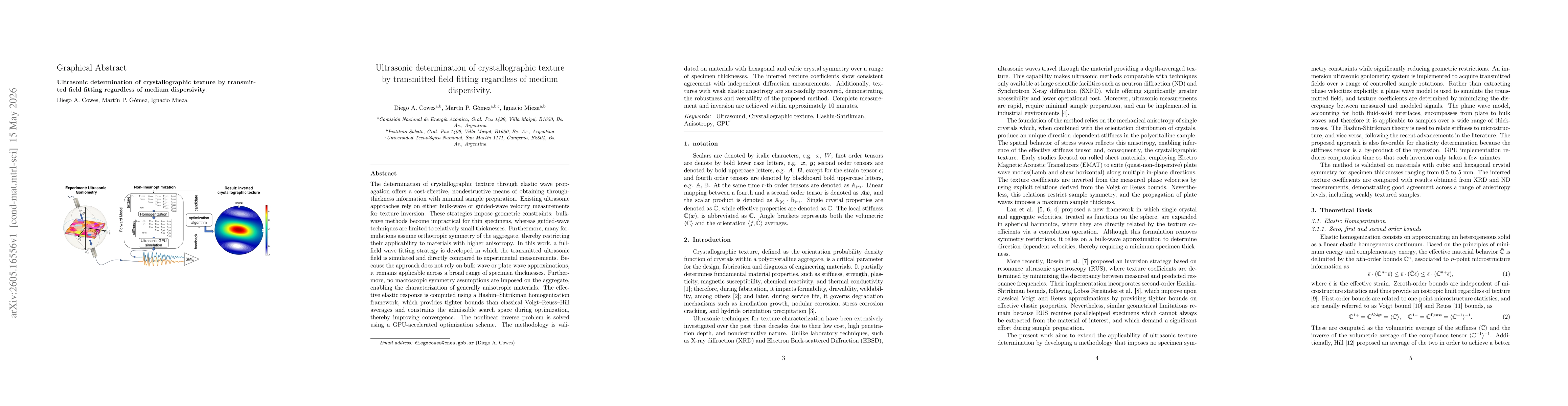 Thumbnail for Ultrasonic determination of crystallographic texture by transmitted field fitting regardless of medium dispersivity