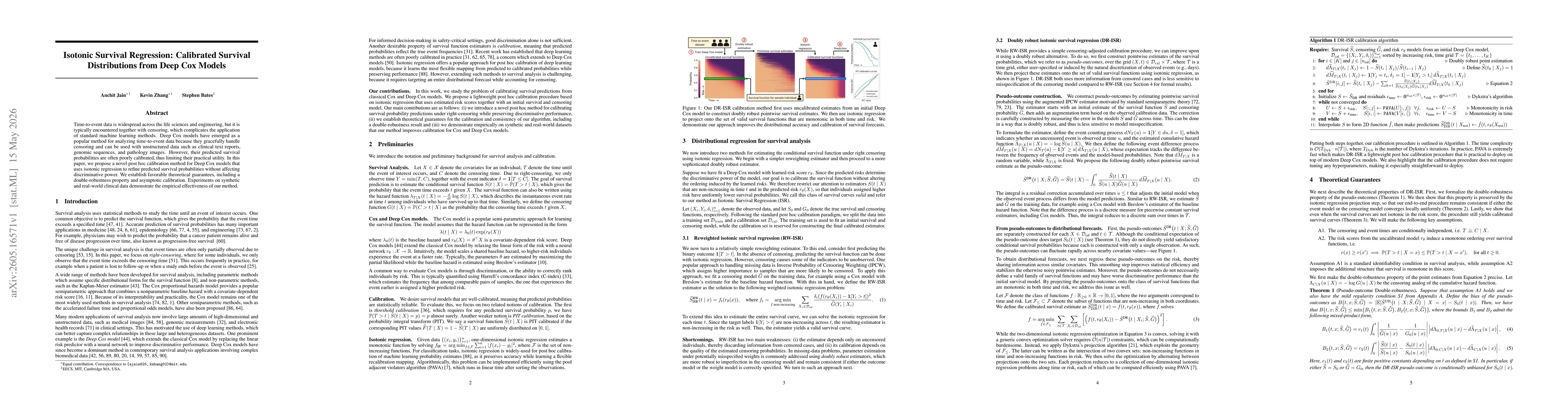 Thumbnail for Isotonic Survival Regression: Calibrated Survival Distributions from Deep Cox Models