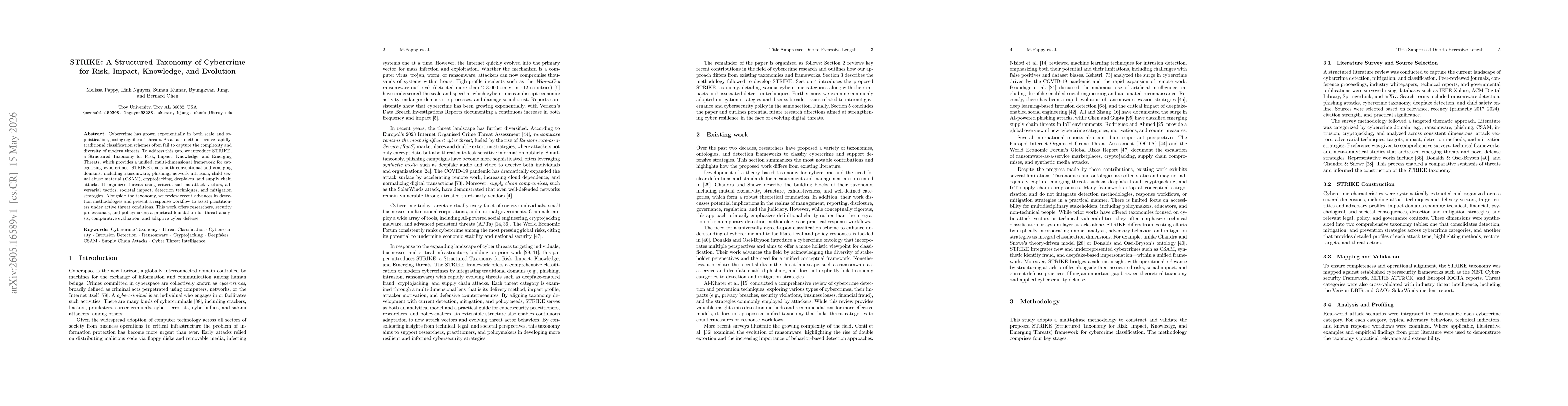 Thumbnail for STRIKE: A Structured Taxonomy of Cybercrime for Risk, Impact, Knowledge, and Evolution