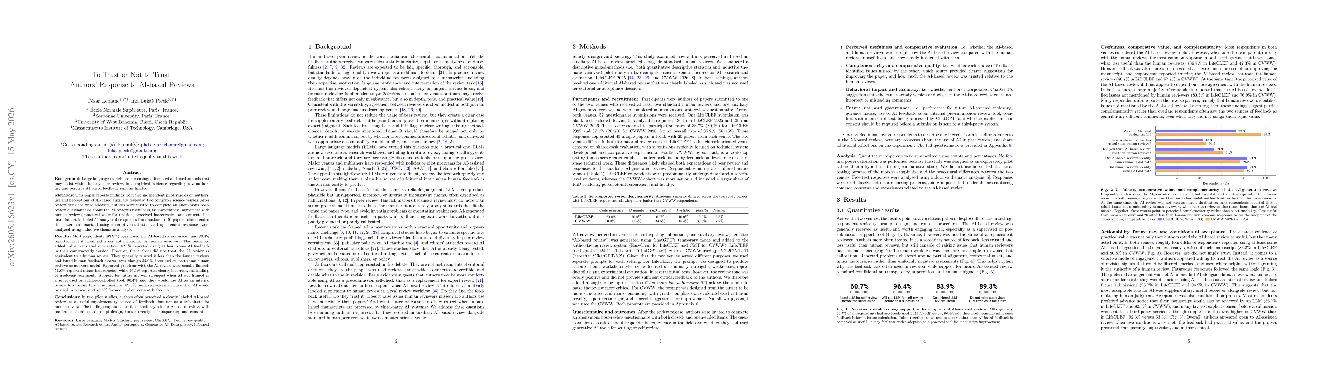 Thumbnail for To Trust or Not to Trust: Authors' Response to AI-based Reviews