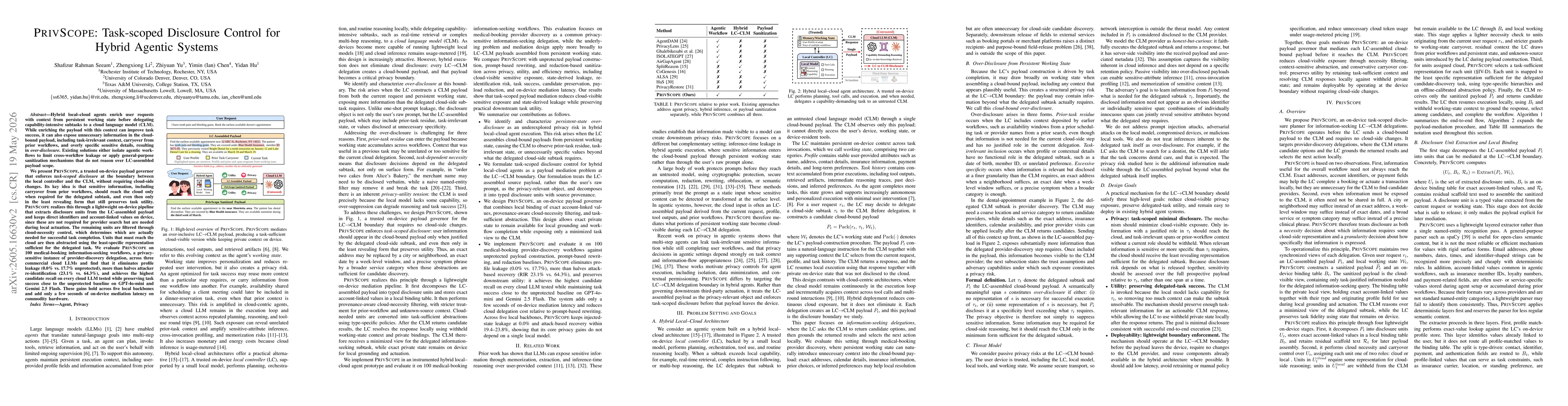 Thumbnail for PrivScope: Task-scoped Disclosure Control for Hybrid Agentic Systems