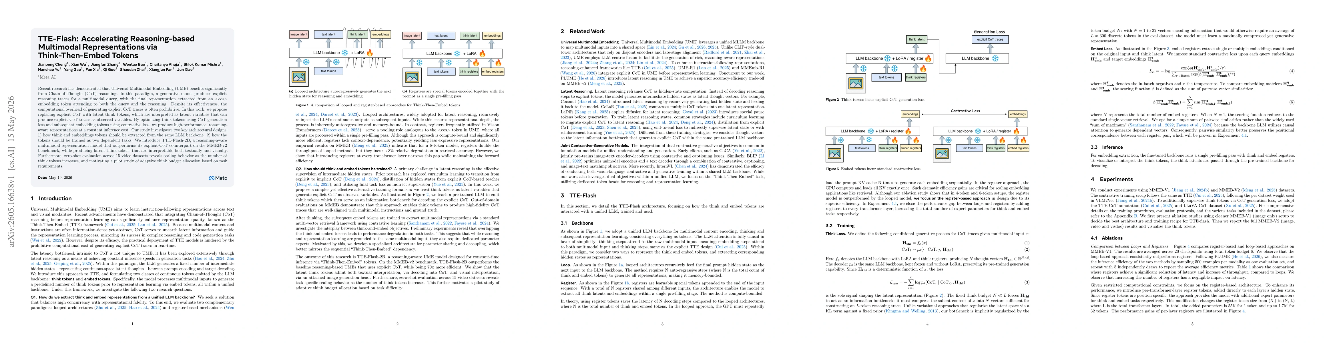 Thumbnail for TTE-Flash: Accelerating Reasoning-based Multimodal Representations via Think-Then-Embed Tokens
