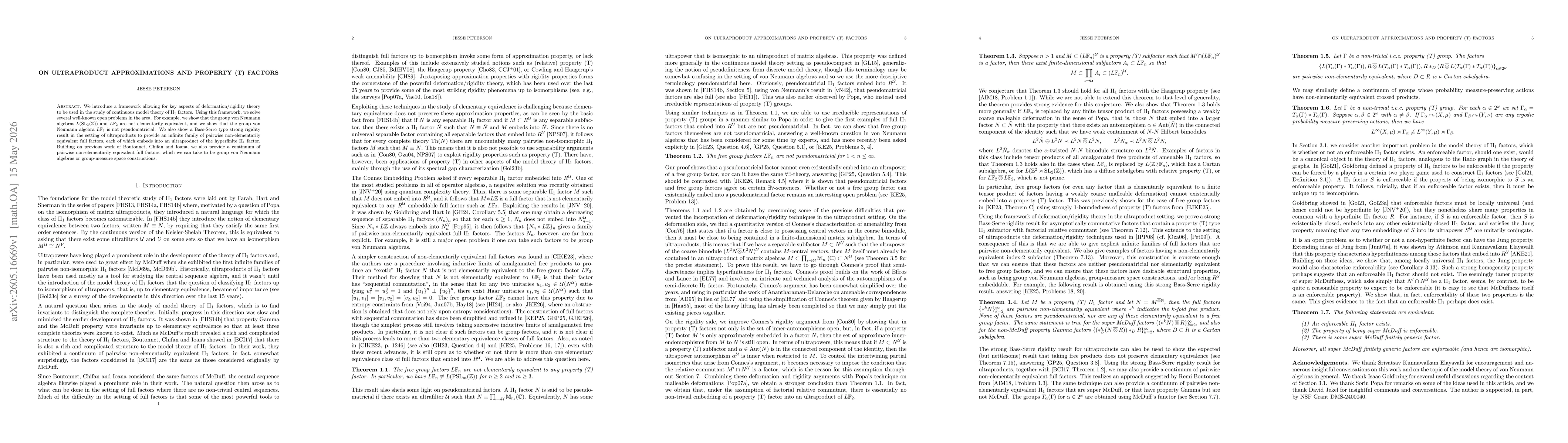 Thumbnail for On ultraproduct approximations and property (T) factors